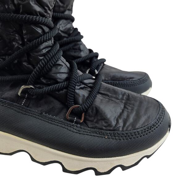 Sorel Kinetic Snow Boots Womens 9 Black White Lace Up Comfort Winter Gorpcore - Picture 4 of 13